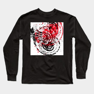 red black white silver grey abstract digital art Long Sleeve T-Shirt